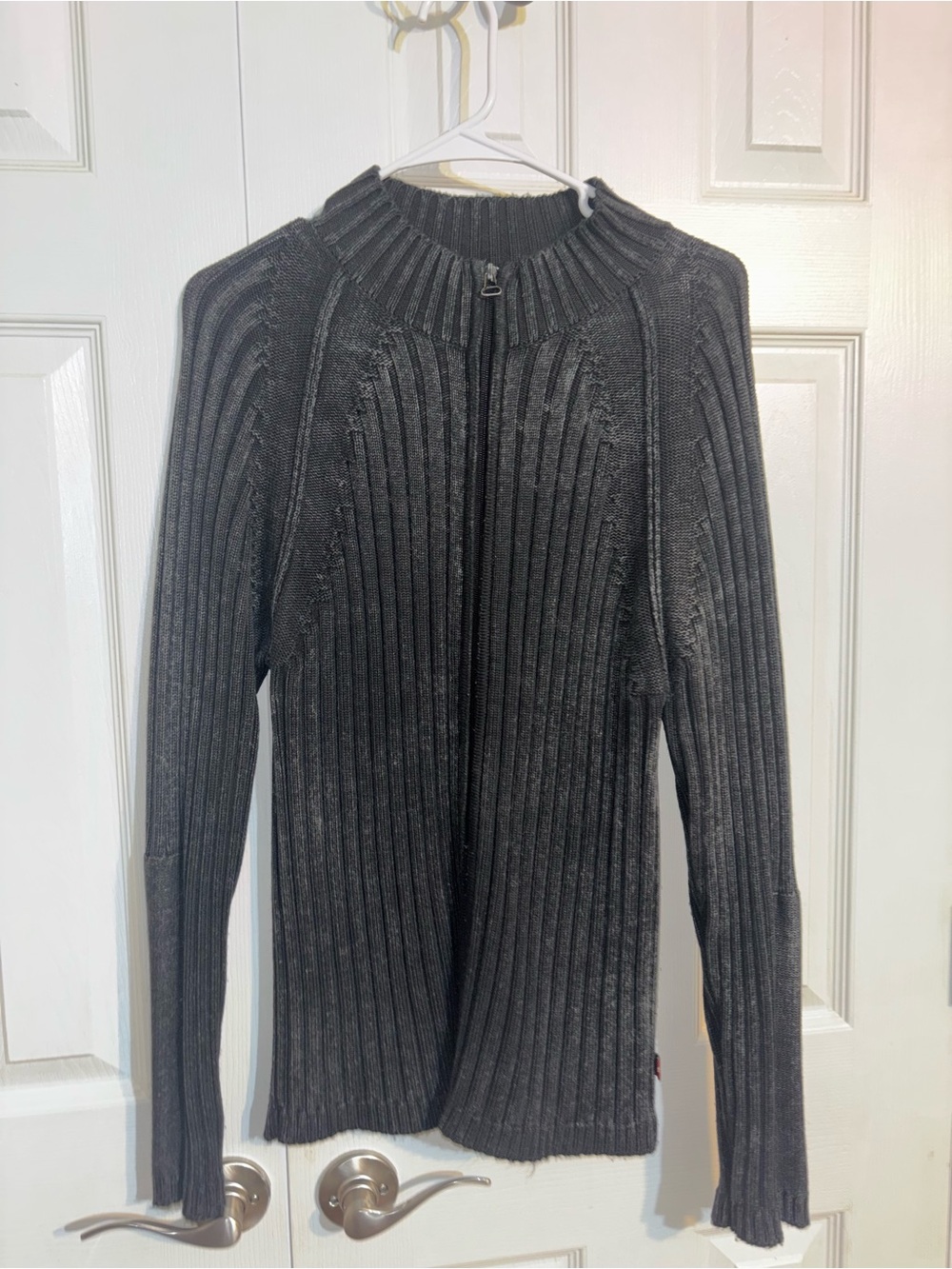 Source Unknown Men’s Charcoal Ribbed Zip-Up Sweater